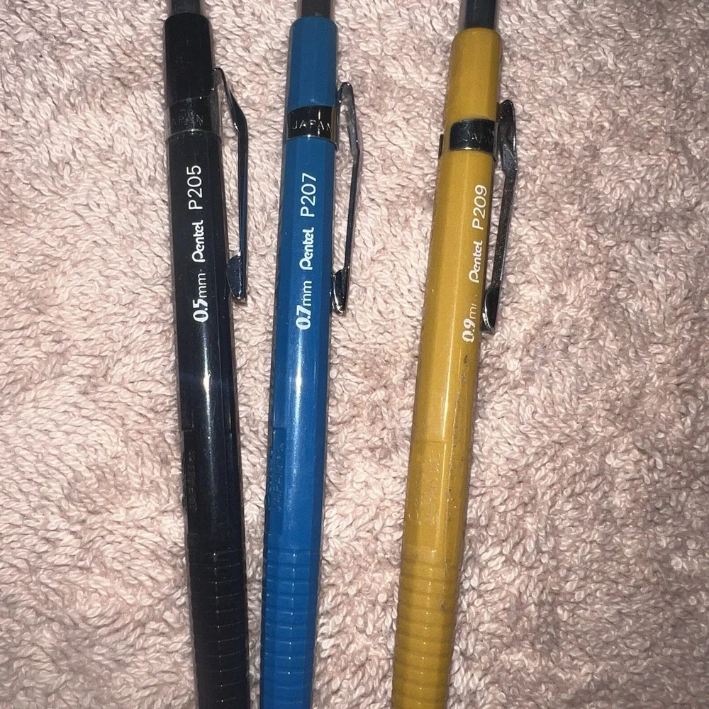 Vintage Pentel Mechanical Drafting Pencils Lot P205 P207 P209 And Leads